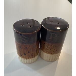 Norleans Japan Salt & Pepper Brown Stoneware Vintage 4”